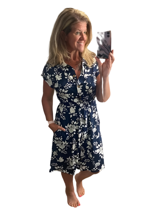 Stacie - Blue White Grey Floral