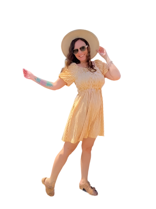 Alina - Yellow White Vertical Stripe