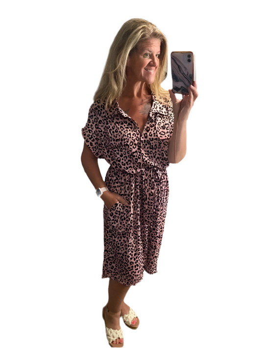 Stacie - Pink Black Cheetah Print