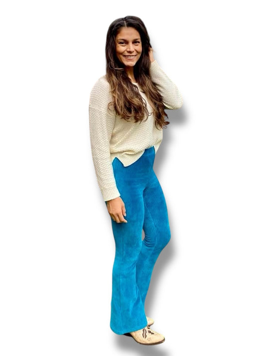Kylie - Solid Deep Lagoon Teal Stretch Cord